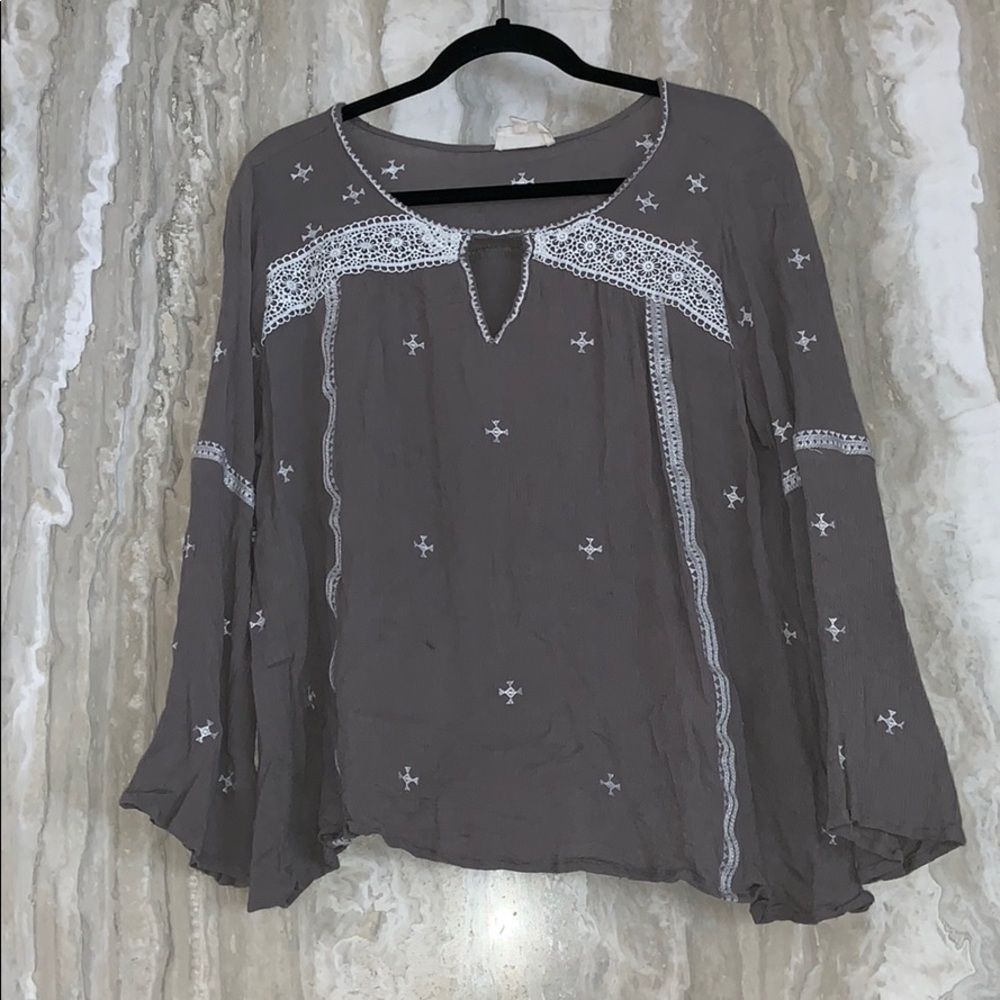Grey embroidered blouse